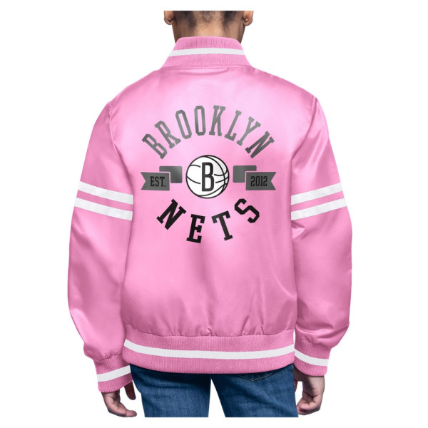 Детская рубашка Brooklyn Nets Starter Pink Printed Logo Varsity Satin Jacket
