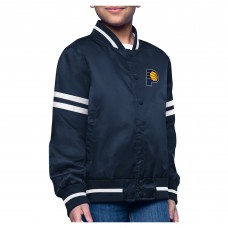 Подростковая Indiana Pacers Starter Navy Printed Logo Varsity Satin Full-Snap Jacket