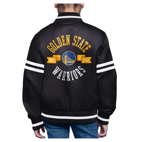 Детская рубашка Golden State Warriors Starter Black Printed Logo Varsity Satin Jacket