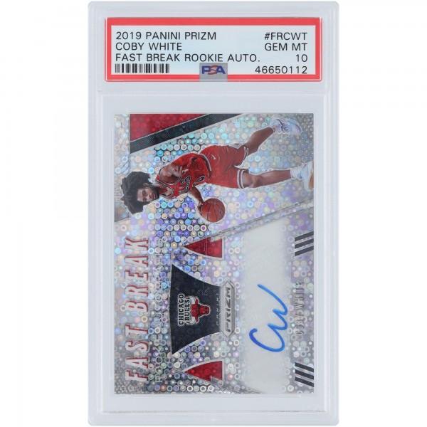 Coby White Chicago Bulls Autographed 2019-20 Panini Prizm Fast Break #FR-CWT PSA Authenticated 10 Rookie Card