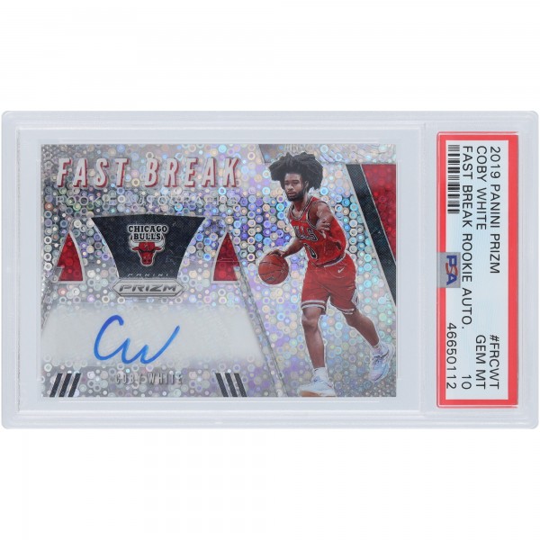 Coby White Chicago Bulls Autographed 2019-20 Panini Prizm Fast Break #FR-CWT PSA Authenticated 10 Rookie Card