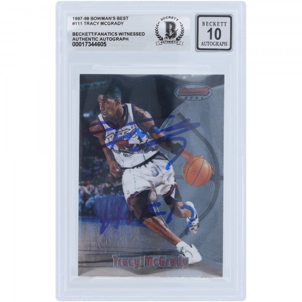 Tracy McGrady Toronto Raptors Autographed 1997-98 Bowmans Best #111 Beckett Fanatics Witnessed Authenticated 10 Rookie Card with HOF 17 Inscription