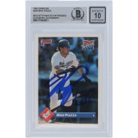 Mike Piazza Los Angeles Dodgers Autographed 1993 Donruss #209 Beckett Fanatics Witnessed Authenticated 10 Rookie Card with HOF 2016 Inscription