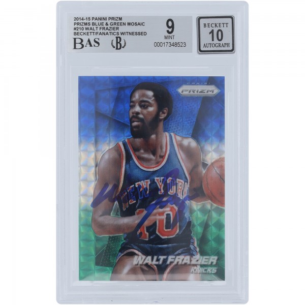 Walt Frazier New York Knicks Autographed 2014-15 Panini Prizm Blue & Green Mosaic Prizm #210 Beckett Fanatics Witnessed Authenticated 9/10 Card