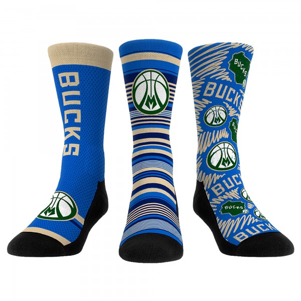 Три пары носков Milwaukee Bucks Rock Em Socks Unisex 2024/25 City Edition