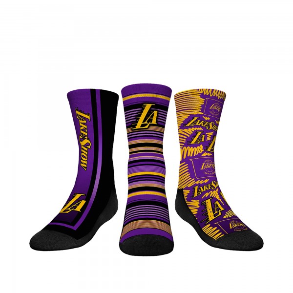 Три пары носков Los Angeles Lakers Rock Em Socks Youth 2024/25 City Edition