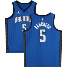 Игровая джерси Paolo Banchero Orlando Magic Autographed Fanatics Authentic Jordan Brand Blue 2023-24 Pinstripes Swingman
