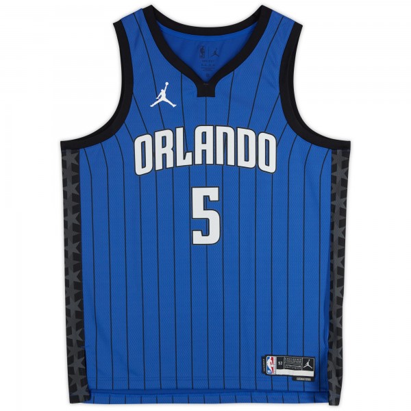 Игровая джерси Paolo Banchero Orlando Magic Autographed Fanatics Authentic Jordan Brand Blue 2023-24 Pinstripes Swingman
