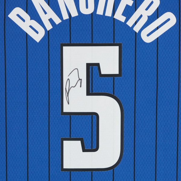 Игровая джерси Paolo Banchero Orlando Magic Autographed Fanatics Authentic Jordan Brand Blue 2023-24 Pinstripes Swingman