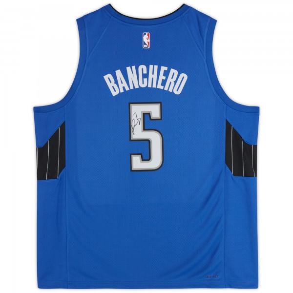 Игровая джерси Paolo Banchero Orlando Magic Autographed Fanatics Authentic Jordan Brand Blue Statement 2022-23 Swingman