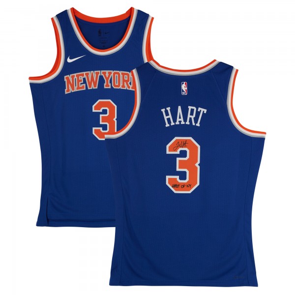 Josh Hart New York Knicks Autographed Nike Blue Icon Swingman Jersey with Hart of New York Inscription