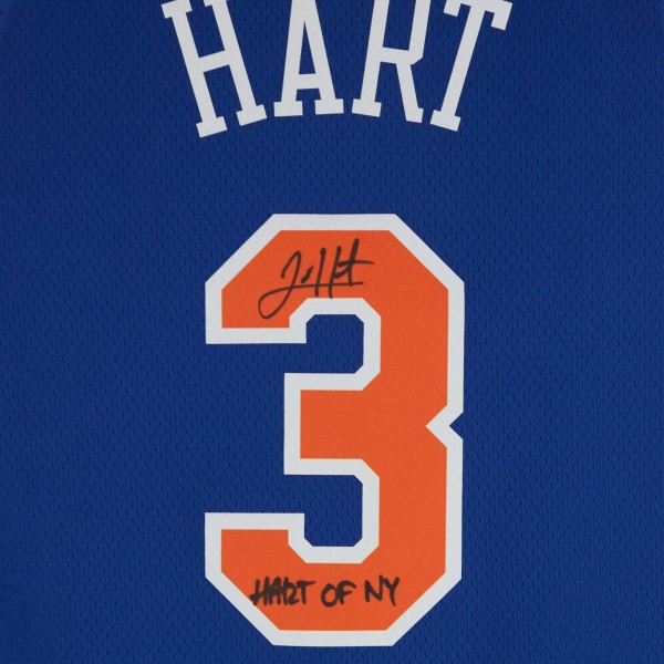 Josh Hart New York Knicks Autographed Nike Blue Icon Swingman Jersey with Hart of New York Inscription