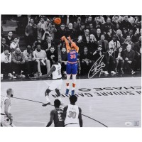 Stephen Curry Golden State Warriors Autographed Fanatics Authentic 16 x 20 Shooting Spotlight Photograph vs. New York Knicks - Signed In Silver Ink - JSA