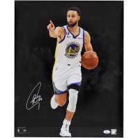 Stephen Curry Golden State Warriors Autographed Fanatics Authentic 16 x 20 Pointing Spotlight Photograph Signed In Silver Ink - JSA