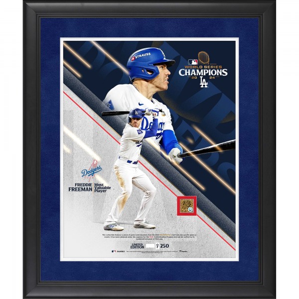 Freddie Freeman Los Angeles Dodgers Fanatics Authentic 2024 World Series Champions Framed 16 x 20 MVP Collage with a Capsule of World Series Game-Used Dirt - Limited Edition of 250