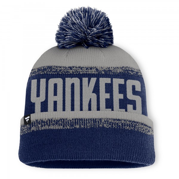 Шапка с помпоном New York Yankees Fanatics Navy/Gray No-Doubter