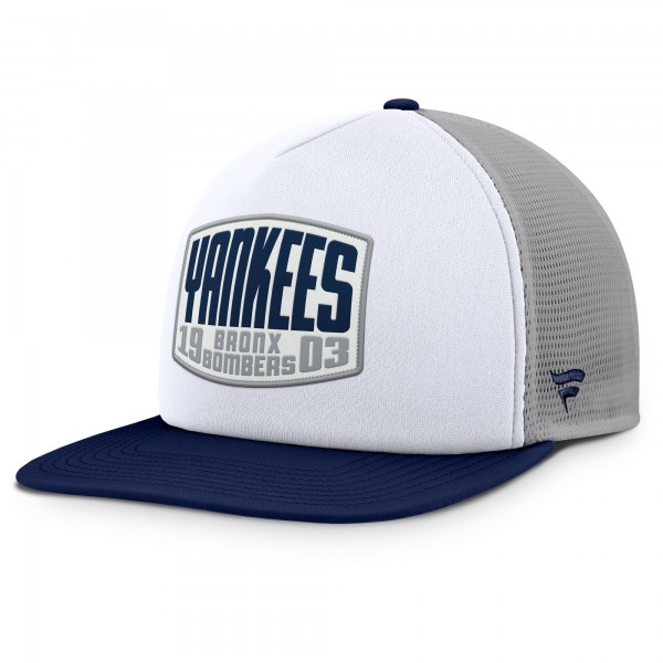 Бейсболка New York Yankees Fanatics Gray/White Cranked Foam Front Patch Trucker