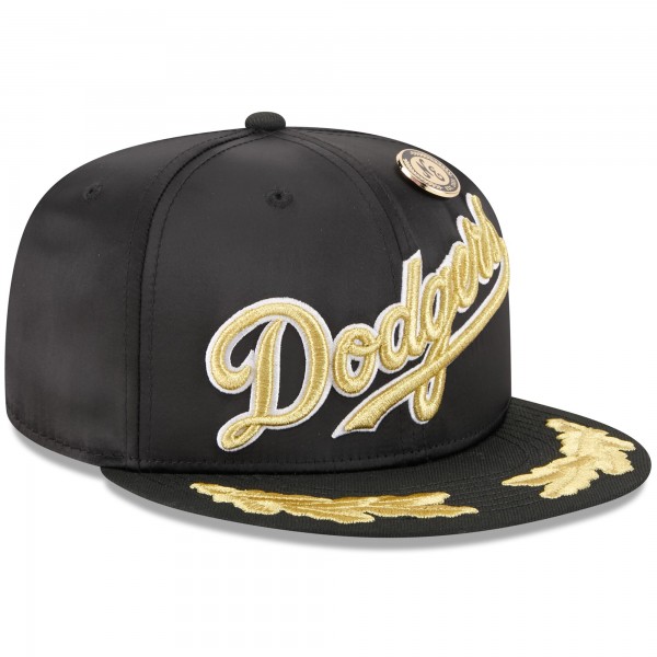 Бейсболка Los Angeles Dodgers New Era Black 2025 59FIFTY Day Gold Leaf 59FIFTY