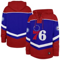 Philadelphia 76ers 47 Royal Oversized Tri-Satin Layup Lacer Pullover Hoodie