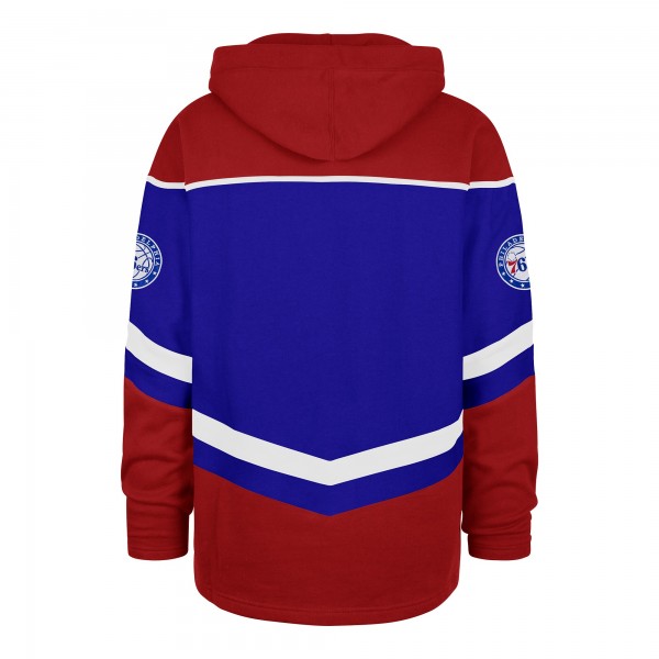 Philadelphia 76ers 47 Royal Oversized Tri-Satin Layup Lacer Pullover Hoodie