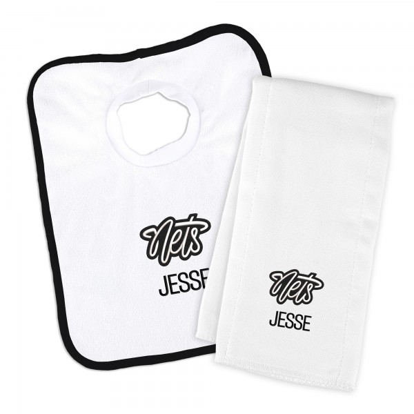Brooklyn Nets Chad & Jake Personalized Bib & Burp Cloth Set