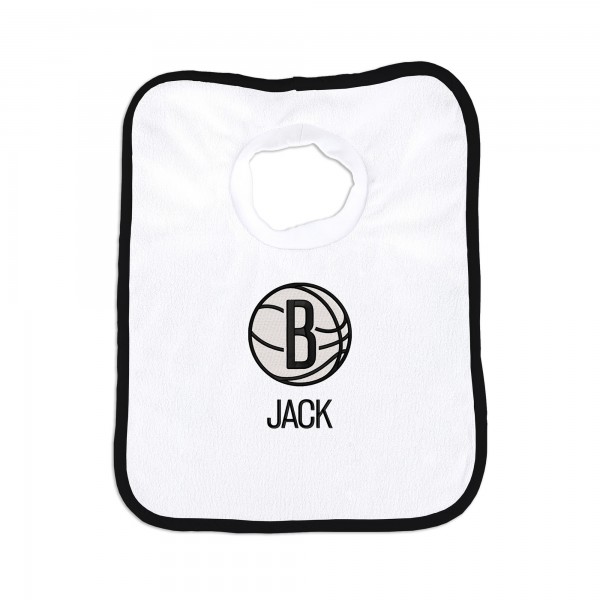 Infant Brooklyn Nets Chad & Jake White Personalized Pullover Bib