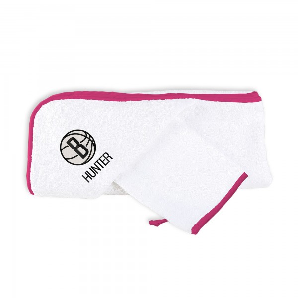 Infant Brooklyn Nets Chad & Jake Personalized Hooded Towel & Mitt Set