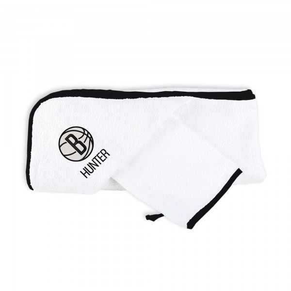 Infant Brooklyn Nets Chad & Jake Personalized Hooded Towel & Mitt Set