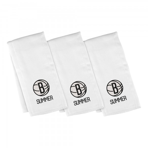 Brooklyn Nets Chad & Jake Infant Personalized Burp Cloth Three-Pack Set