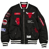 Chicago Bulls New Era x Alpha Industries Black Full-Zip Bomber Jacket