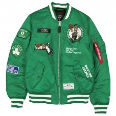 Boston Celtics New Era x Alpha Industries Kelly Green Full-Zip Bomber Jacket