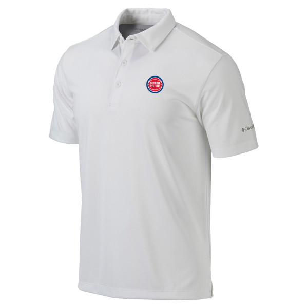 Detroit Pistons Columbia White Omni-Wick Drive Polo
