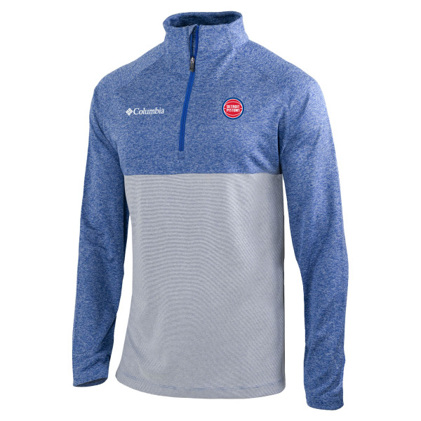 Detroit Pistons Columbia Blue Rockin It Raglan Long Sleeve Quarter-Zip Pullover