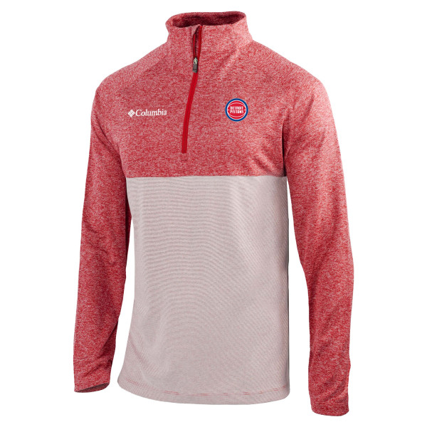 Detroit Pistons Columbia Red Rockin It Raglan Long Sleeve Quarter-Zip Pullover