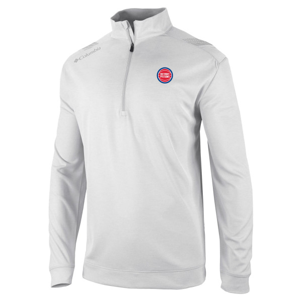 Detroit Pistons Columbia White Oakland Downs Quarter-Zip Pullover