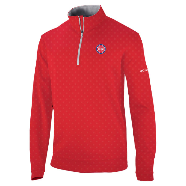 Detroit Pistons Columbia Red Omni-Wick Wickhams Hills Quarter-Zip Pullover Top