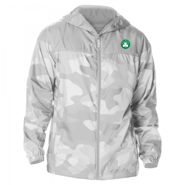 Boston Celtics Columbia Gray Camo Flash Challenger Windbreaker Full-Zip Jacket