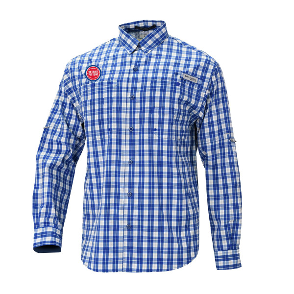 Detroit Pistons Columbia Blue Super Tamiami Long Sleeve Button-Up