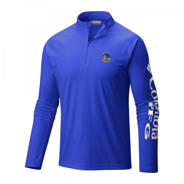 Кофта на короткой молнии Golden State Warriors Columbia Royal Terminal Tackle Raglan Omni-Shade