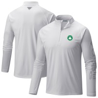 Boston Celtics Columbia White Terminal Tackle Raglan Omni-Shade Quarter-Zip Jacket