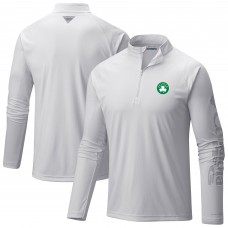 Boston Celtics Columbia White Terminal Tackle Raglan Omni-Shade Quarter-Zip Jacket