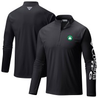 Boston Celtics Columbia Black Terminal Tackle Raglan Omni-Shade Quarter-Zip Jacket
