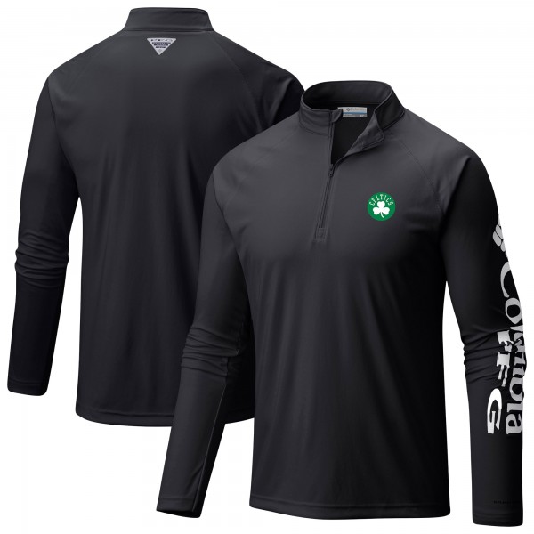 Boston Celtics Columbia Black Terminal Tackle Raglan Omni-Shade Quarter-Zip Jacket
