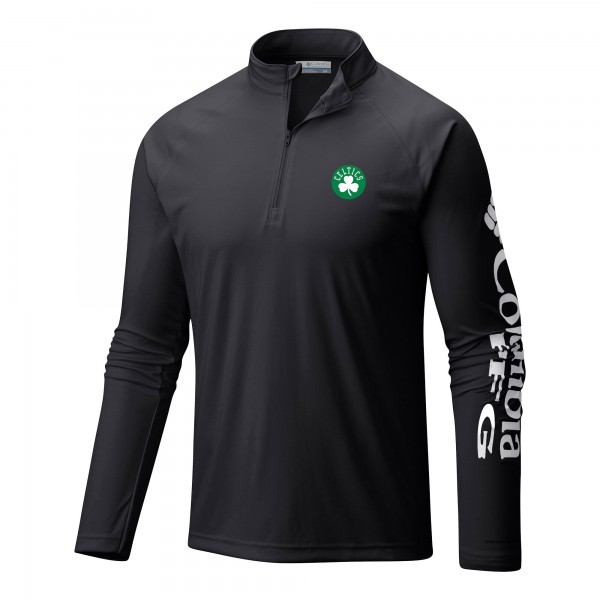 Boston Celtics Columbia Black Terminal Tackle Raglan Omni-Shade Quarter-Zip Jacket