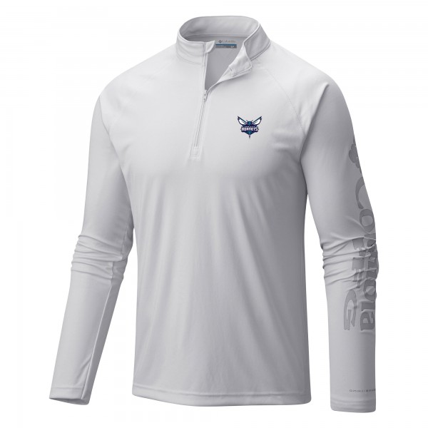 Кофта на короткой молнии Charlotte Hornets Columbia White Terminal Tackle Raglan Omni-Shade