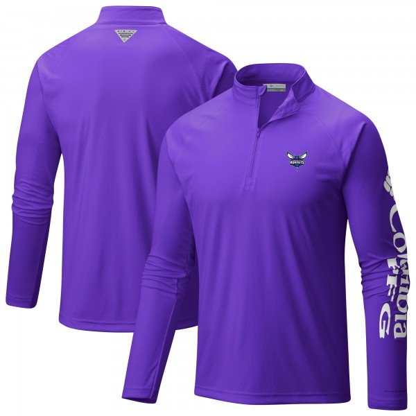 Кофта на короткой молнии Charlotte Hornets Columbia Purple Terminal Tackle Raglan Omni-Shade