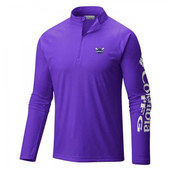 Кофта на короткой молнии Charlotte Hornets Columbia Purple Terminal Tackle Raglan Omni-Shade