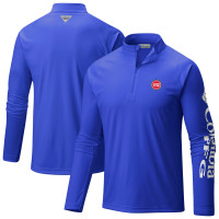 Detroit Pistons Columbia Blue Terminal Tackle Raglan Omni-Shade Quarter-Zip Jacket