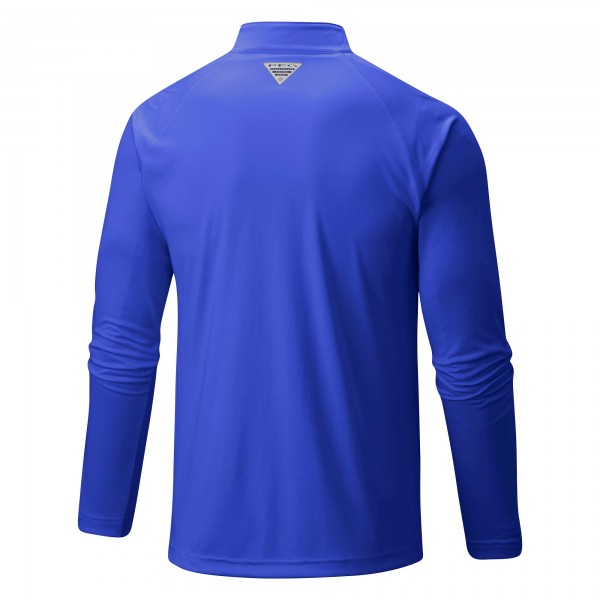 Detroit Pistons Columbia Blue Terminal Tackle Raglan Omni-Shade Quarter-Zip Jacket