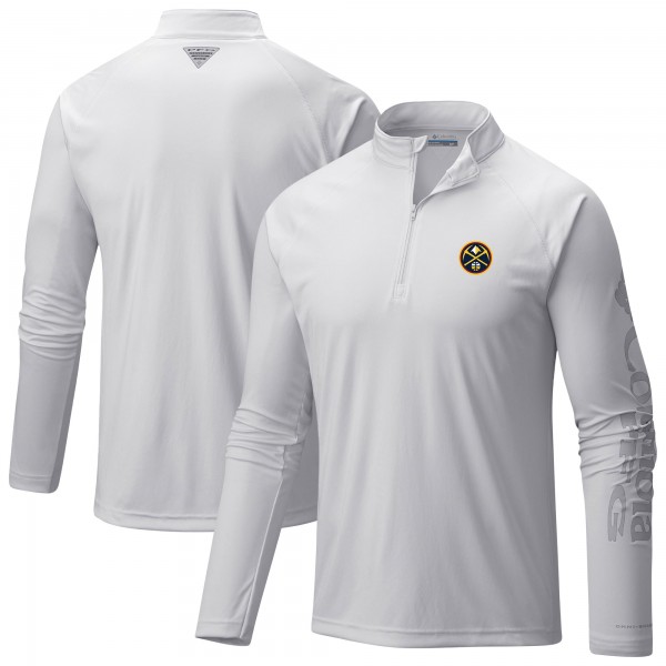Denver Nuggets Columbia White Terminal Tackle Raglan Omni-Shade Quarter-Zip Jacket